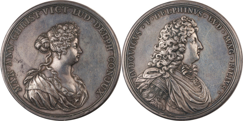 428. Louis XIV (1643-1715)
 Médaille en argent commémorant Louis le Grand
Dauphi...