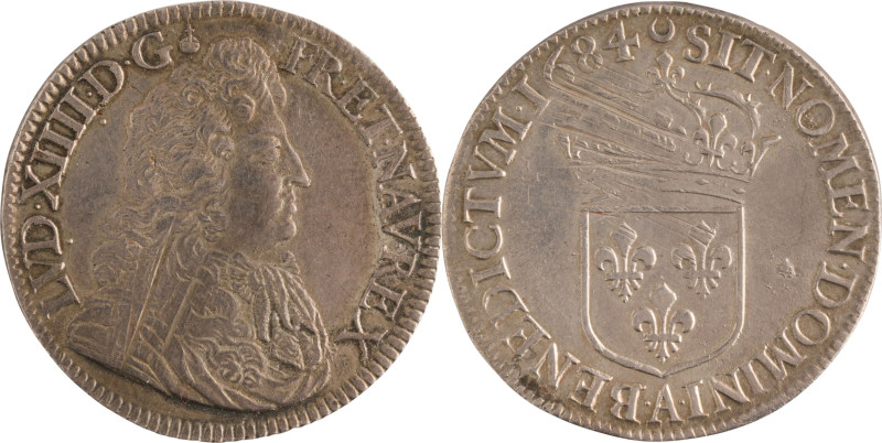 432. Louis XIV (1643-1715)
Demi écu au jabot 1684 Paris.
Poids : 13,6 g
G : 180....