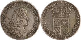 433. Louis XIV (1643-1715)
Écu de Flandres 1686 Lille LL et Trèfle.
Poids : 37,2 g
G : 215.
TTB.