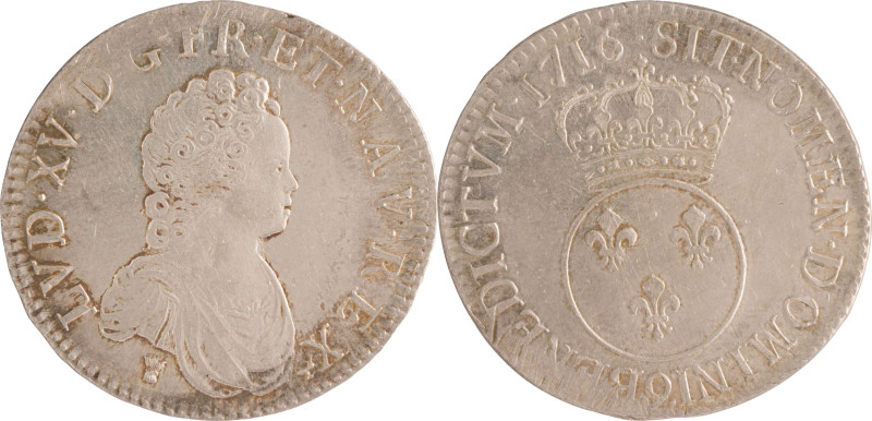 436. Louis XV (1715-1774)
Écu Vertugadin 1716 Rennes. Flan neuf.
Poids : 30,4 g
...