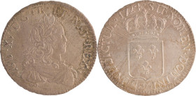 438. Louis XV (1715-1774)
Écu de France 1724 V : Troyes. Flan neuf.
Poids : 24,3 g
G : 319.
Presque superbe.