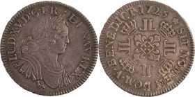 440. Louis XV (1715-1774)
Écu aux 8 L, 1725 Paris.
Poids : 23,5 g
G : 320.
Presque Superbe.