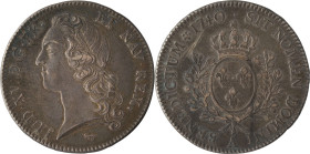 446. Louis XV (1715-1774)
Écu au bandeau 1740 Paris.
Poids : 29,2 g
G : 322.
Presque TTB. (Graffiti sous la quintefeuille avant la date).