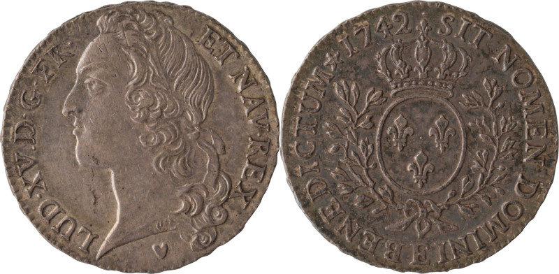 447. Louis XV (1715-1774)
Demi écu au bandeau 1742 Tours.
Poids : 14,7 g
G : 314...