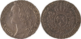 447. Louis XV (1715-1774)
Demi écu au bandeau 1742 Tours.
Poids : 14,7 g
G : 314.
Presque superbe.