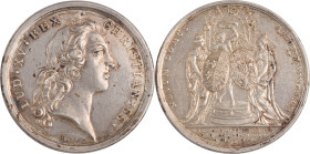 448. Louis XV (1715-1774)
 Médaille en argent commémorant le mariage du Dauphin
en 1745 par MARTEAU.
D : 34,6 mm - Poids : 16,11 g
Divo : 124.
Superbe...