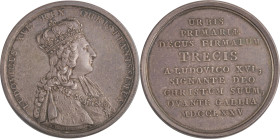452. Louis XVI (1774-1793)
 Médaille en argent par DUVIVIER commémorant
Troyes, ville de premier ordre en 1775.
D : 41,5 mm - Poids : 35,40 g
Nocq : 1...