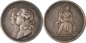 454. Louis XVI (1774-1793)
 Médaille en argent commémorant la naissance
du Dauphin en 1781 par DUVIVIER.
D : 42 mm - Poids : 30,26 g
Nocq : 207.
TTB....