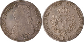 457. Louis XVI (1774-1793)
Écu d’argent aux rameaux d’olivier 1785 Bordeaux.
Poids : 29,3 g
G : 356.
Superbe.