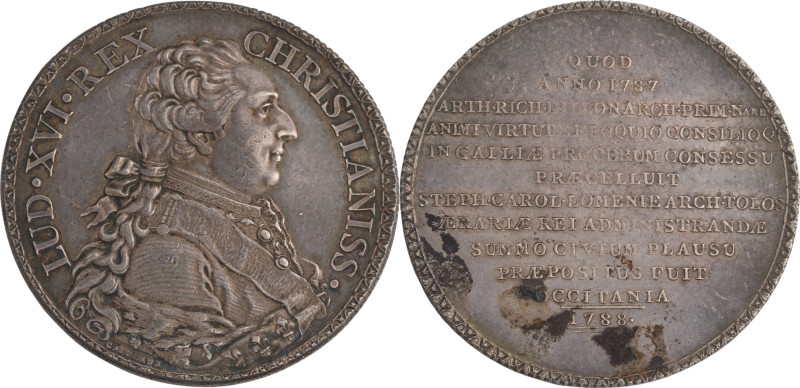 459. Louis XVI (1774-1793)
Jeton en argent, États du Languedoc. 1788.
D : 40,5 m...