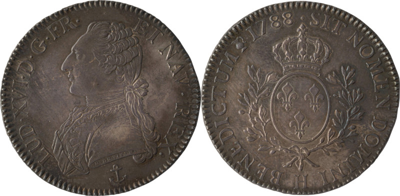 460. Louis XVI (1774-1793)
 Écu d’argent aux rameaux d’olivier 1788 La Rochelle
...