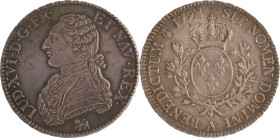 470. Louis XVI (1774-1793)
Écu d’argent aux rameaux d’olivier 1792 Paris.
Poids : 29,2 g
G : 356.
 Provenance : Vente du Crédit de la bourse avril
199...