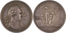 471. Louis XVI (1774-1793)
 Médaille en argent par KUCHLER commémorant
l’adieu du roi à sa famille. Berlin, 1793.
D : 41 mm - Poids : 57,62 g
H : 463....