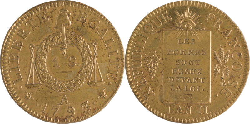 474. Convention Nationale
Essai du sol à la balance. Cuivre jaune. 1793 Paris.
S...