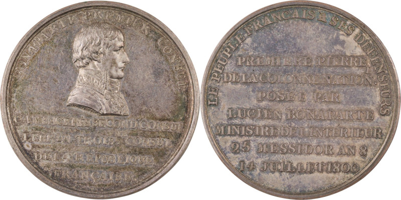 482. Consulat (1799-1804)
 Médaille en argent commémorant la colonne
nationale s...