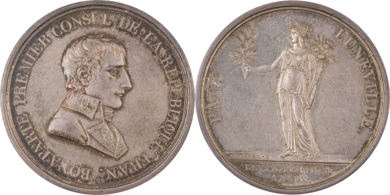 484. Consulat (1799-1804)
 Médaille en argent commémorant la paix de
Lunéville e...
