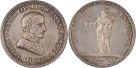 484. Consulat (1799-1804)
 Médaille en argent commémorant la paix de
Lunéville en 1801.
Par ANDRIEU.
D : 42 mm - Poids : 34,28 g
BR : 108. Collection ...