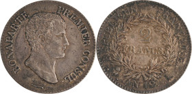 492. Consulat (1799-1804)
 2 Francs Bonaparte, An 12 Bayonne (1247 exemplaires frappés).
Poids : 9,9 g
G : 495.
FDC.