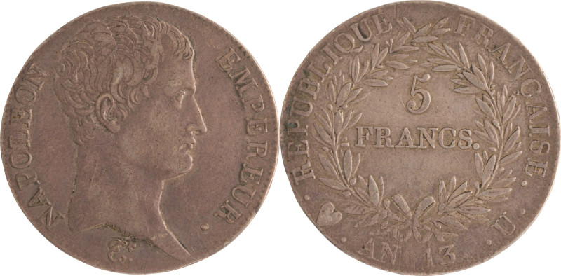 496. Napoléon Ier (1804-1815)
5 Francs An 13 Turin (20859 ex. frappés).
Poids : ...