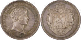 498. Médaille en argent commémorant Louis-Napoléon,
Roi de Hollande. 1806.
Par GEORGES.
D : 49,1 mm - Poids : 65,67 g
Br : 728. Julius n°1576.
Superbe...