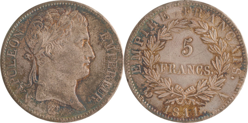511. Napoléon Ier (1804-1815)
5 Francs 1811 Paris.
Poids : 25 g
G : 584.
Superbe...