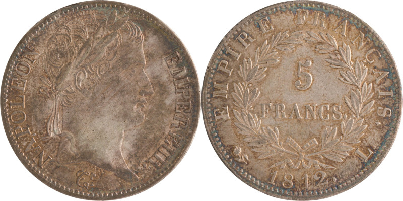 513. Napoléon Ier (1804-1815)
5 Francs 1812 Bayonne.
Poids : 24,9 g
G : 584.
TTB...