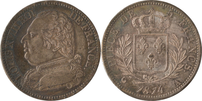 521. Louis XVIII (1814-1824)
5 Francs au buste habillé 1814 Paris.
Poids : 25 g
...