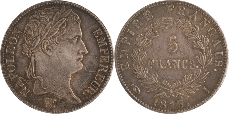 524. Napoléon Ier, Les Cent-Jours
5 Francs 1815 Limoges.
Poids : 25 g
G : 595.
S...