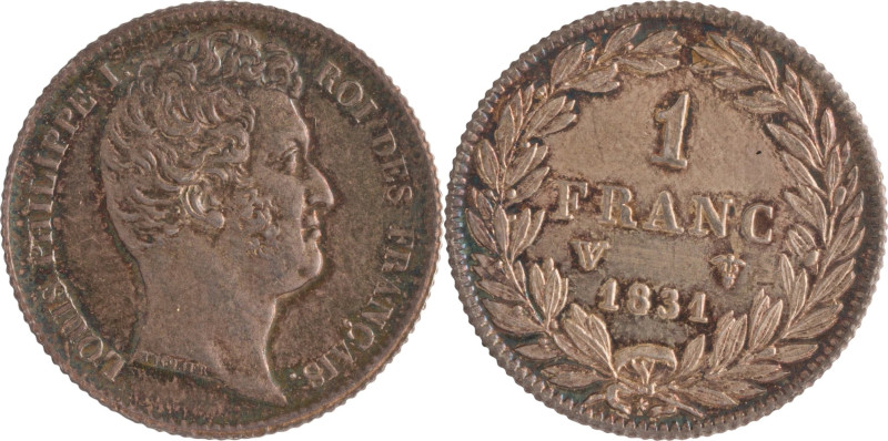 535. Louis-Philippe (1830-1848)
1 Franc tête nue, 1831 Lille.
Poids : 4,9 g
G : ...