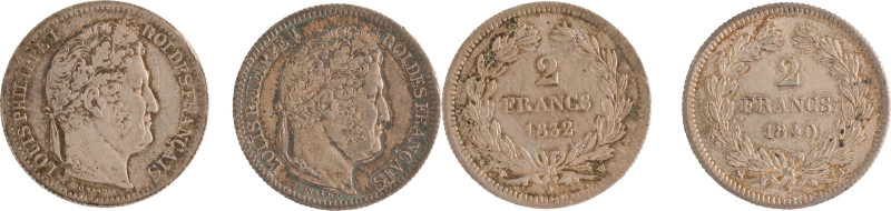 537. Louis-Philippe (1830-1848)
Ensemble de 2 monnaies :
- 2 Francs 1832 Lille. ...