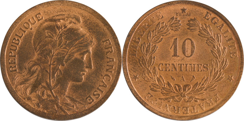 562. IIIe République
 Essai de 10 centimes en bronze. Non daté (1897). Épreuve
h...