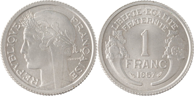 570. IVe République
 1 franc Morlon aluminium 1957, épreuve tranche cannelée.
Po...