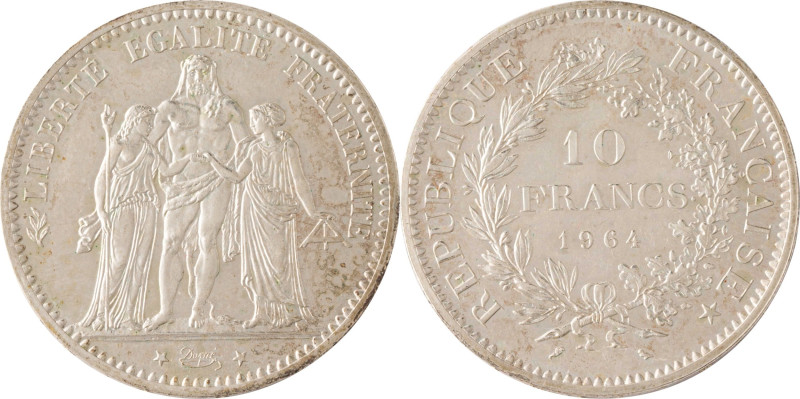 574. Ve République
 10 Francs Hercule 1964 pré-série sans le mot essai
avec la m...