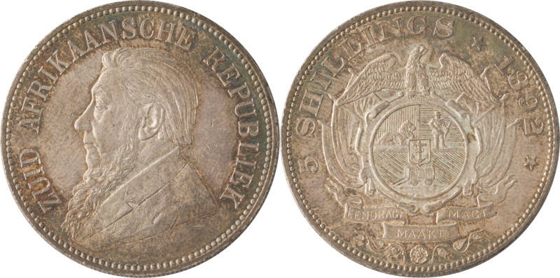 575. AFRIQUE DU SUD
5 Shillings, 1892.
Poids : 28,27 g
KM : 8.2.
TTB
