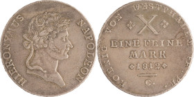 578. WESTPHALIE, Jérôme Napoléon (1807-1813)
Thaler 1812, Kassel.
Poids : 27,85 g
VG : 1961. KM : 118.
TTB.
