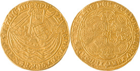 582. ANGLETERRE, Henri VI (1422-1461)
Noble frappé à Londres. Annulet issue (1422-1427).
Poids : 6,95 g
North : 1414-1427. Fr : 112.
TTB.