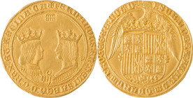 594. ESPAGNE, Ferdinand V et Isabelle Ire (1476-1516)
4 excellents. Aqueduc : Segovie.
Poids : 14 g
Fr : 125.
TTB à Superbe.