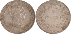 603. ITALIE LUCQUES PIOMBINO
5 Franchi, 1807.
Poids : 24,96 g
KM : 24.3.
TTB à Superbe.