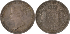 604. ITALIE PARME, Marie-Louise
5 Lires, 1815.
Poids : 25 g
KM : C30.
Superbe.