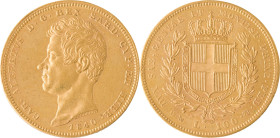606. ITALIE SARDAIGNE, Charles-Albert (1831-1849)
100 Lires 1840 Gênes.
Poids : 32,24 g
Fr : 1139. KM : 133.2 (1003 exemplaires)
Presque Superbe.