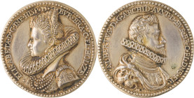608. PAYS-BAS MÉRIDIONAUX
 Médaille en argent coulé et anciennement dorée
commémorant le mariage de l’Archiduc Albert et
l’infante Isabelle à Valence....