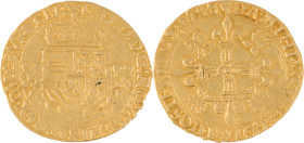 611. PAYS-BAS BRABANT, Charles Quint (1506-1555)
Couronne d’or au soleil, 1548.
Poids : 3,38 g
Delm : 108.
TB à TTB.