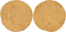 614. PAYS-BAS BRABANT, Albert et Isabelle
Double Albertin, 1604 Anvers.
Poids : 5,07 g
G et H : 284-1.
TB.
