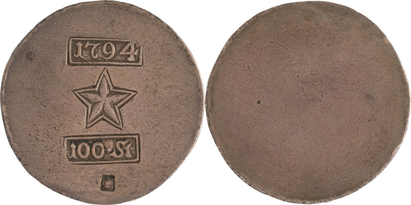 616. HOLLANDE MAASTRICHT
100 Stuivers, 1794.
Poids : 25,41 g
VG : 449. KM : 10.1...