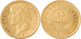 618. Napoleon Ier (1804-1815)
20 Francs or, 1813 Utrecht.
Poids : 6,44 g
G : 1025 (90183 exemplaires).
Presque Superbe.