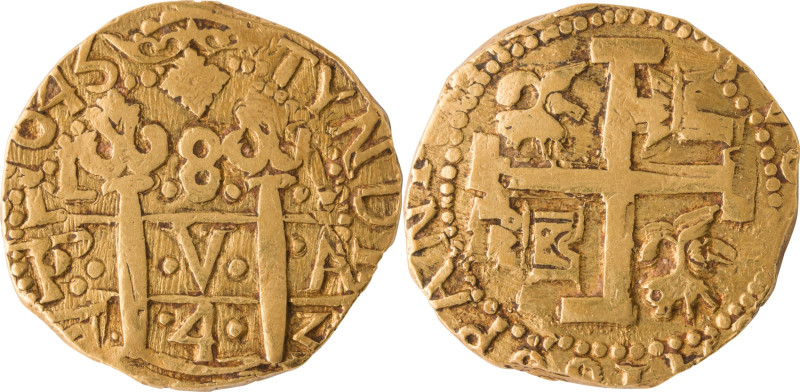 619. LIMA, Philippe V (1700-1746)
8 Escudos, 1743.
Poids : 27,04 g
Fr : 7.
TTB.