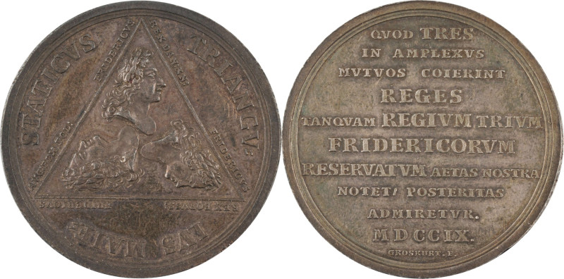 620. POLOGNE, Auguste II Le Fort (1697-1706)
 Médaille en argent commémorant l’a...