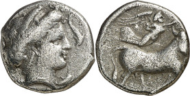 (300 a.C.). Italia. Neapolis. Didracma. (S. 300 var) (CNG. I, 452). 6,94 g. MBC/MBC-.