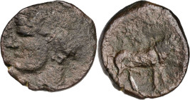(s. III-II a.C.). Cerdeña. AE 20. (S. 1269 var) (SNG. Copenhague 388). 4,42 g. BC-.