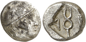 (464-452 a.C.). Tracia. Ainos. Dióbolo. (S. 1564) (CNG. III, 1273). Ex Numismatik Naumann 06/08/2017, nº 37. 1,29 g. MBC/MBC+.